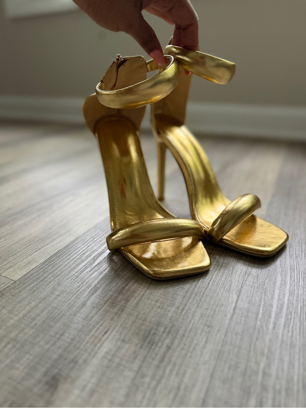 Gold Strappy High Heel Sandals - Women's Evening Heels